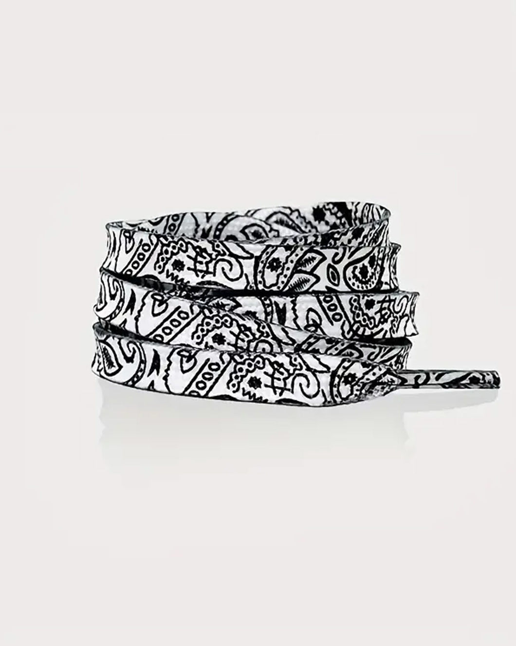 Bandana Paisley Shoe Laces 47-inch, White/Black (1 Pair)